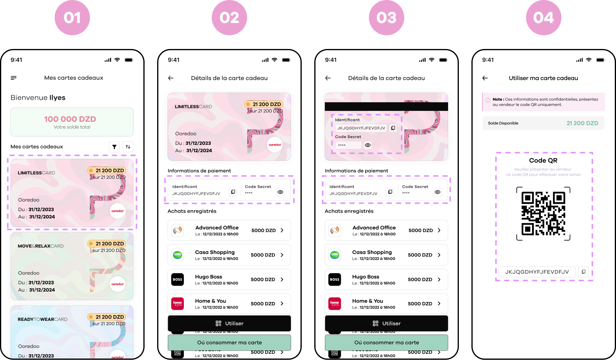 Informations de paiement de ma carte cadeau Prizy